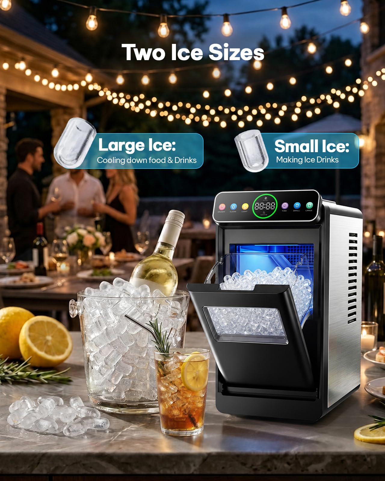 Silonn Ice Maker Countertop, Portable Ice Machine with Carry Handle, Self-Cleaning Ice Makers with Basket and Scoop, 9 Cubes in 6 Mins, 26 lbs per Day, Ideal for Home, Kitchen, Camping, RV