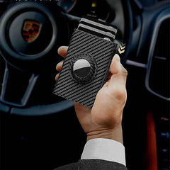 Carbon Fiber Leather Card Holder with Smart Airtag Slot (+Free Gift Included)