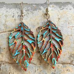 Leaf Shape Wooden Dangle Earrings Trendsi