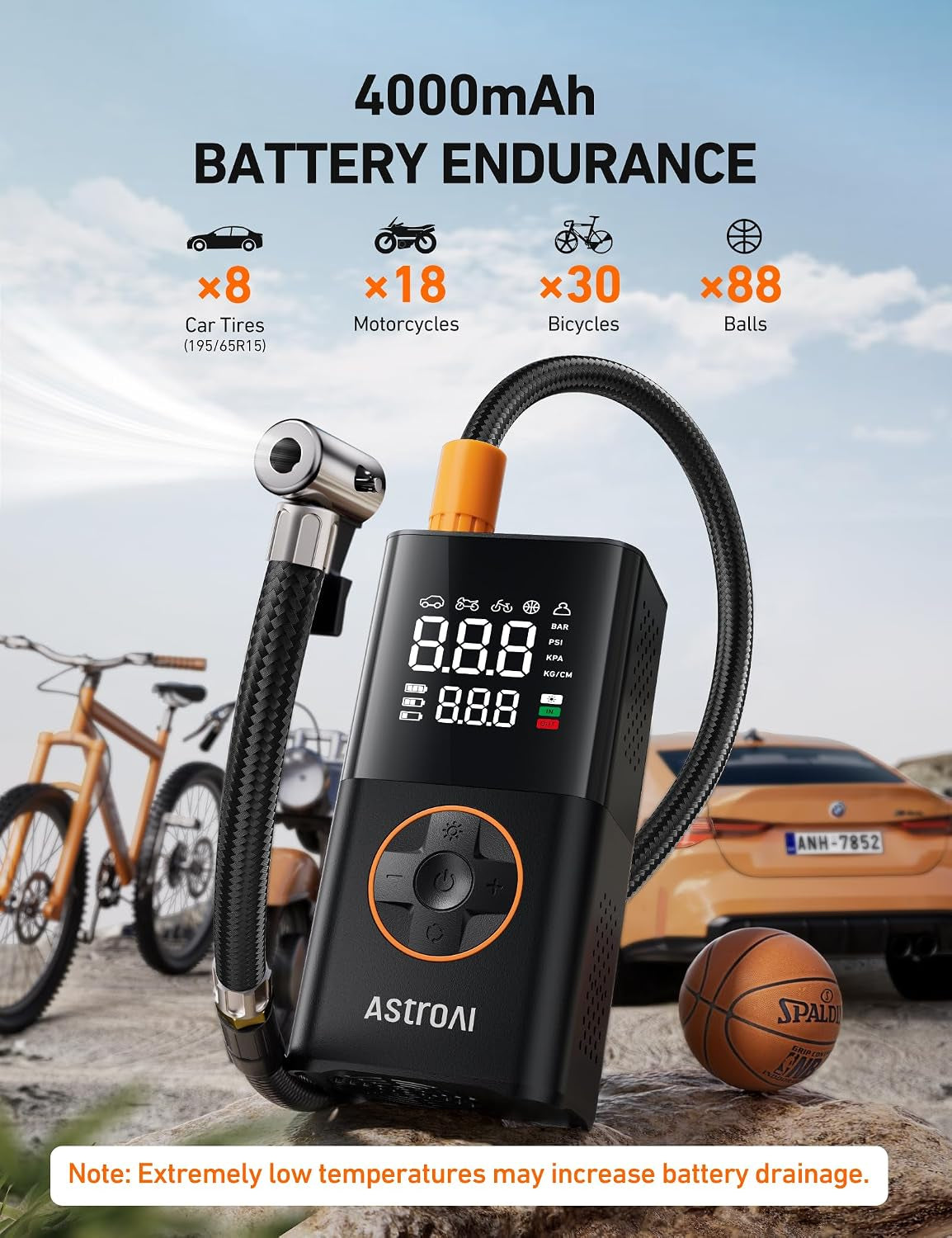 L7 Tire Inflator Portable Air Compressor,150 PSI Cordless Bike Pump