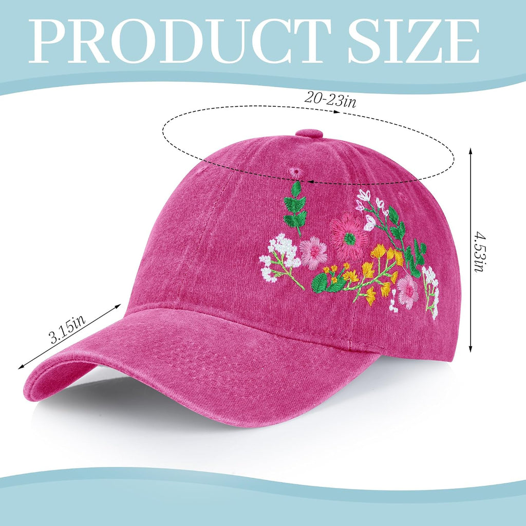 Womens Baseball Cap Embroidered Hat for Woman Floral Baseball Cap