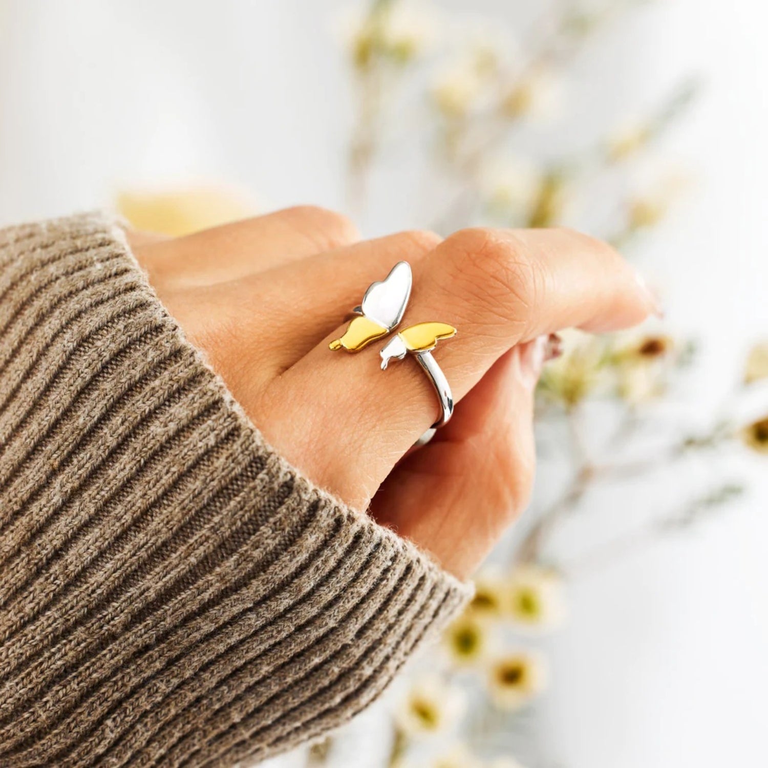 925 Sterling Silver Butterfly Ring Trendsi