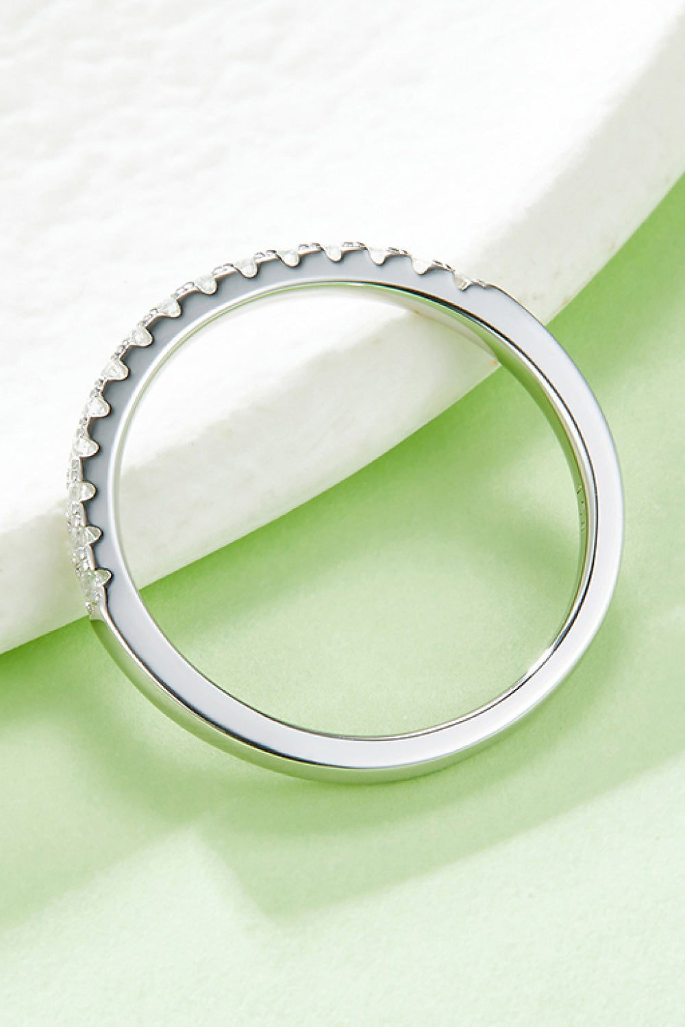 Moissanite Platinum-Plated Half-Eternity Ring Trendsi