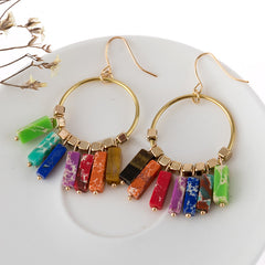 Multicolored Stone Dangle Earrings Trendsi