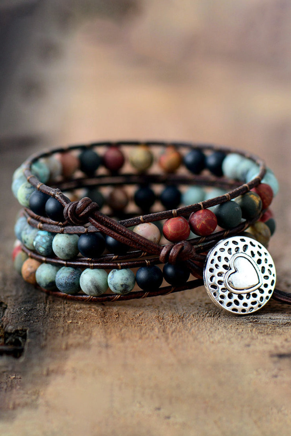 Handmade Triple Layer Beaded Agate Bracelet Trendsi