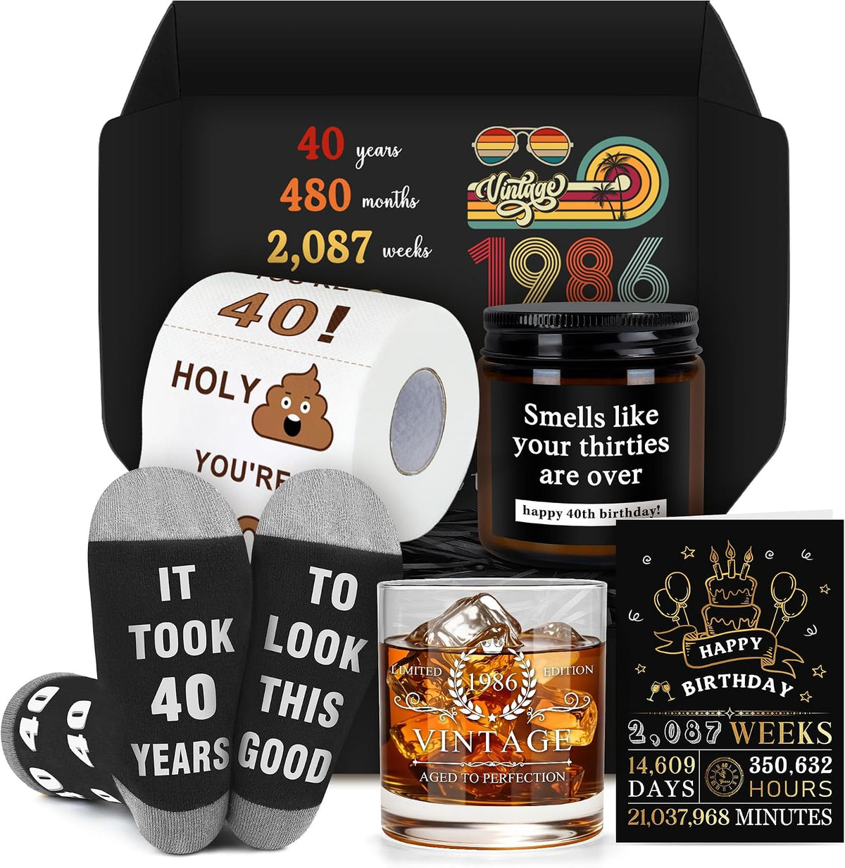40Th Birthday Gifts Men Funny 40 Year Old Gifts for Men Novelty Gift for 40Th Birthday Man Cool 1986 Gift Ideas for Man 40S Happy 40Th Bday Accessories for Him Luxury Forty and Fabulous Decorations