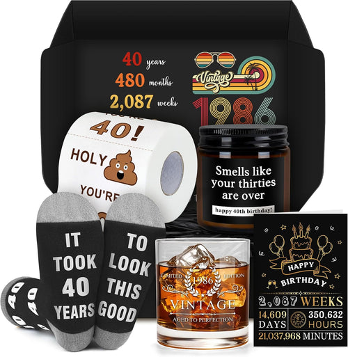 40Th Birthday Gifts Men Funny 40 Year Old Gifts for Men Novelty Gift for 40Th Birthday Man Cool 1986 Gift Ideas for Man 40S Happy 40Th Bday Accessories for Him Luxury Forty and Fabulous Decorations