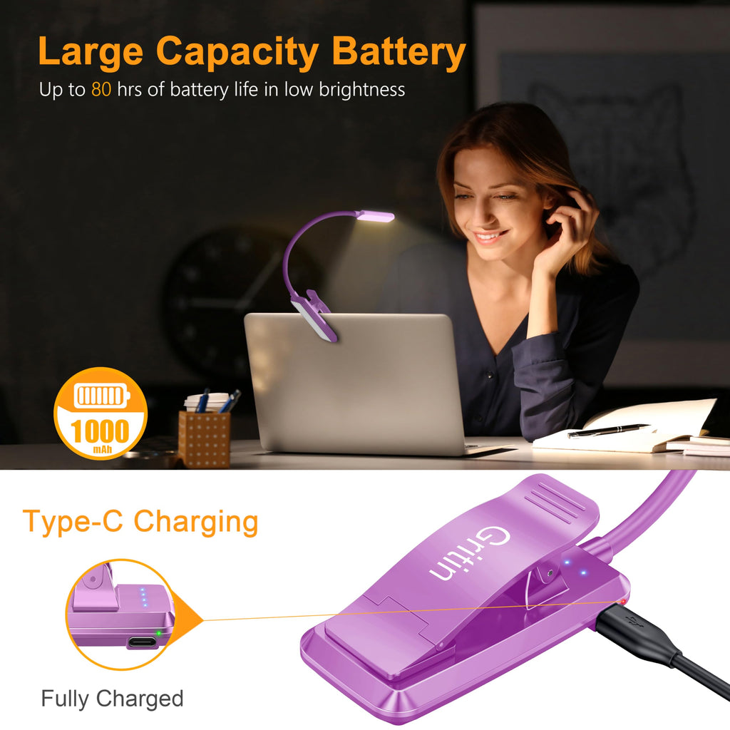 Gritin 9 LED Rechargeable Book Light for Reading in Bed