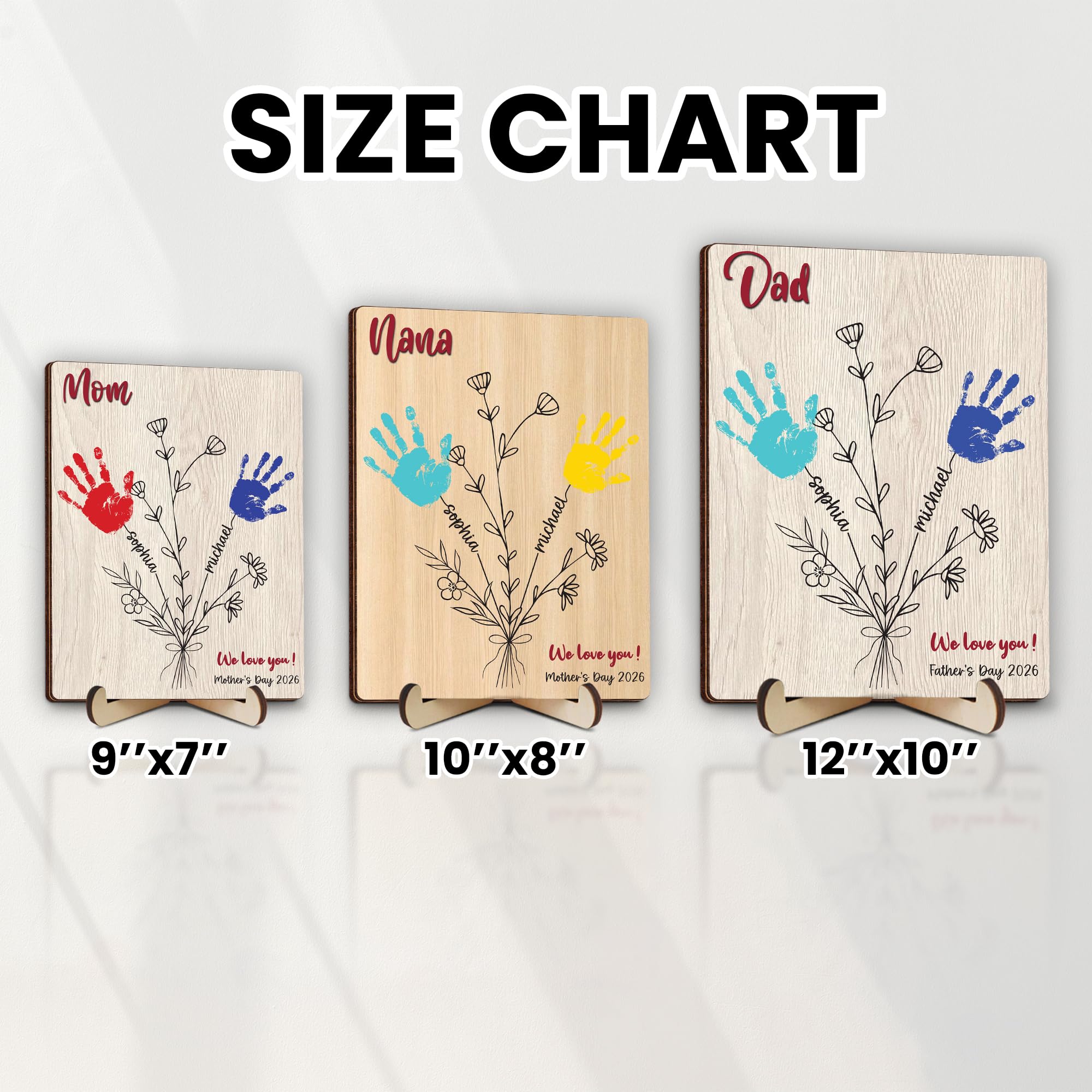10" Best Dad Ever Hands Down Sign DIY Dad Gifts from Kids Handprint Kit with Acrylic Paint, Toddler Craft Birthday Gift Father's Day for Daddy, Papa Family Plaque with Daughter, Son Names HF90-D
