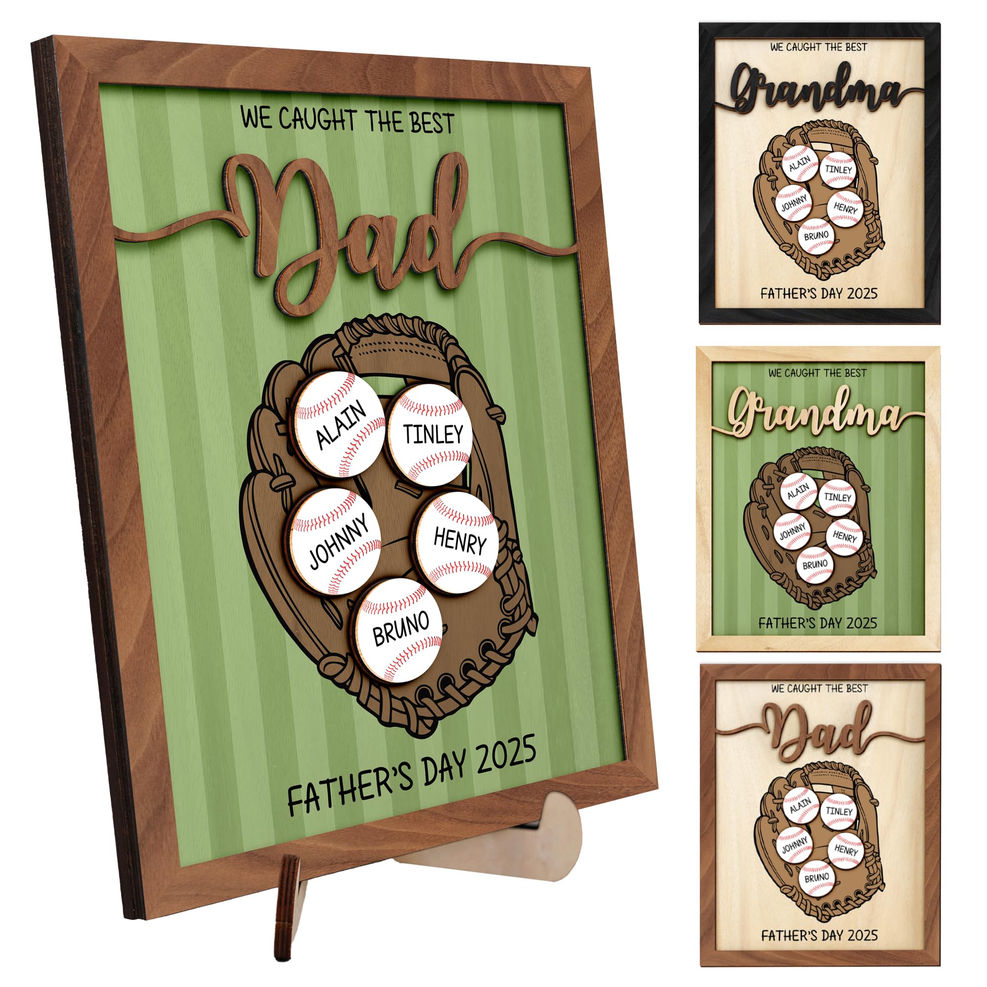 10" Best Dad Ever Hands Down Sign DIY Dad Gifts from Kids Handprint Kit with Acrylic Paint, Toddler Craft Birthday Gift Father's Day for Daddy, Papa Family Plaque with Daughter, Son Names HF90-D
