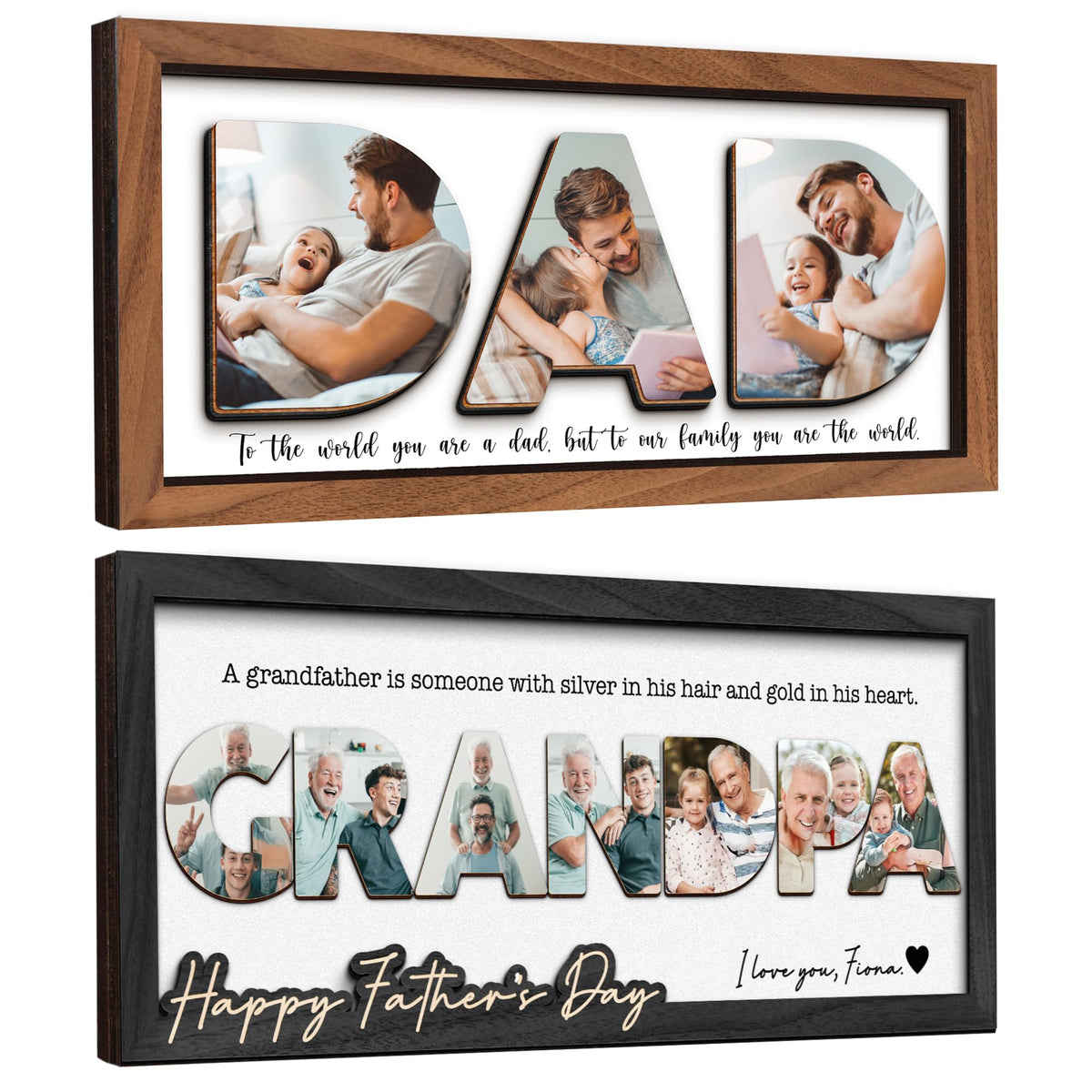 10" Best Dad Ever Hands Down Sign DIY Dad Gifts from Kids Handprint Kit with Acrylic Paint, Toddler Craft Birthday Gift Father's Day for Daddy, Papa Family Plaque with Daughter, Son Names HF90-D