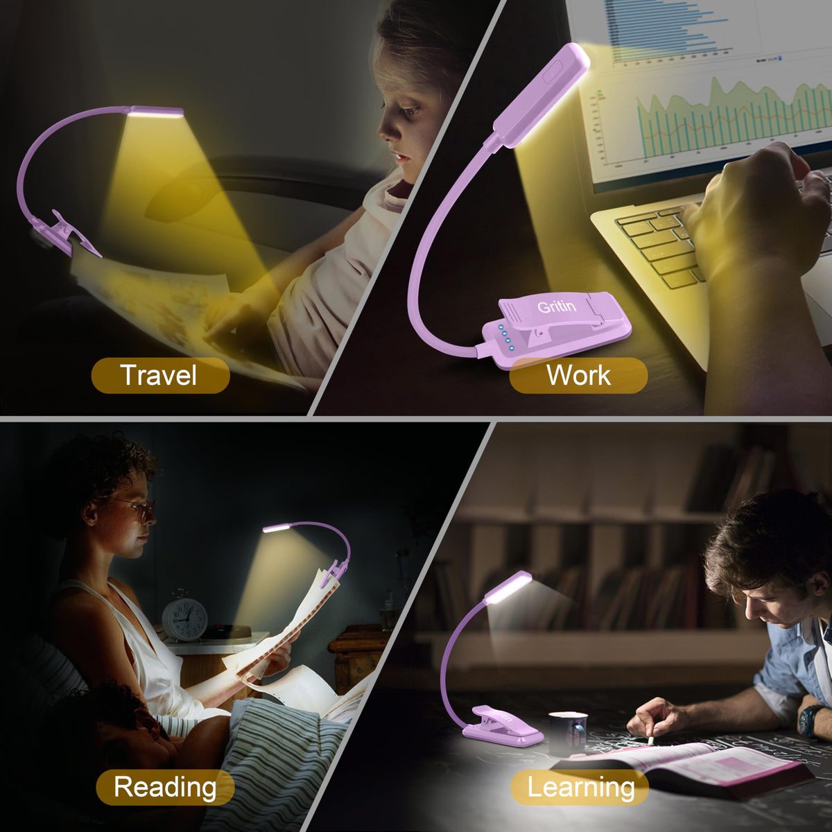 Gritin 9 LED Rechargeable Book Light for Reading in Bed