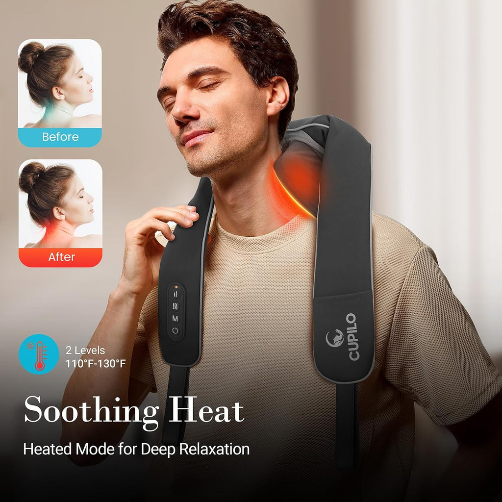 CuPiLo Cordless Neck Massager with Heat & Remote Control, 2026 Upgraded