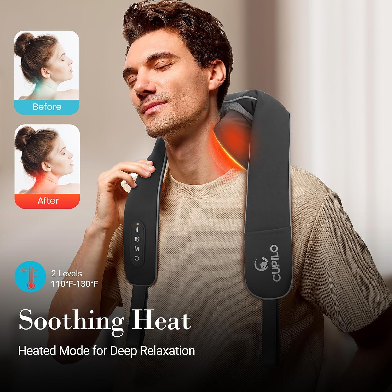 CuPiLo Cordless Neck Massager with Heat & Remote Control, 2026 Upgraded