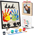 10" Best Dad Ever Hands Down Sign DIY Dad Gifts from Kids Handprint Kit with Acrylic Paint, Toddler Craft Birthday Gift Father's Day for Daddy, Papa Family Plaque with Daughter, Son Names HF90-D