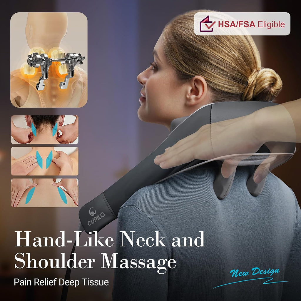 CuPiLo Cordless Neck Massager with Heat & Remote Control, 2026 Upgraded
