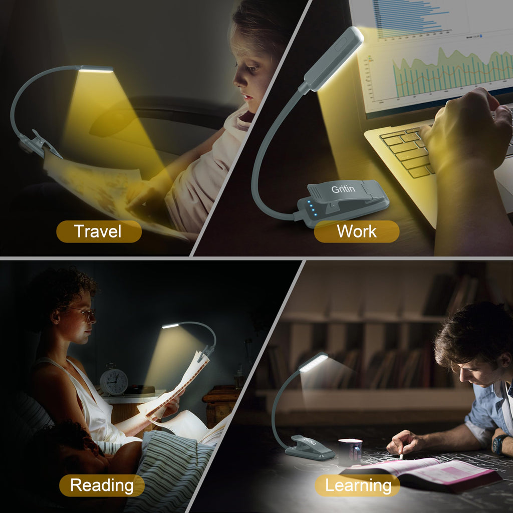 Gritin 9 LED Rechargeable Book Light for Reading in Bed