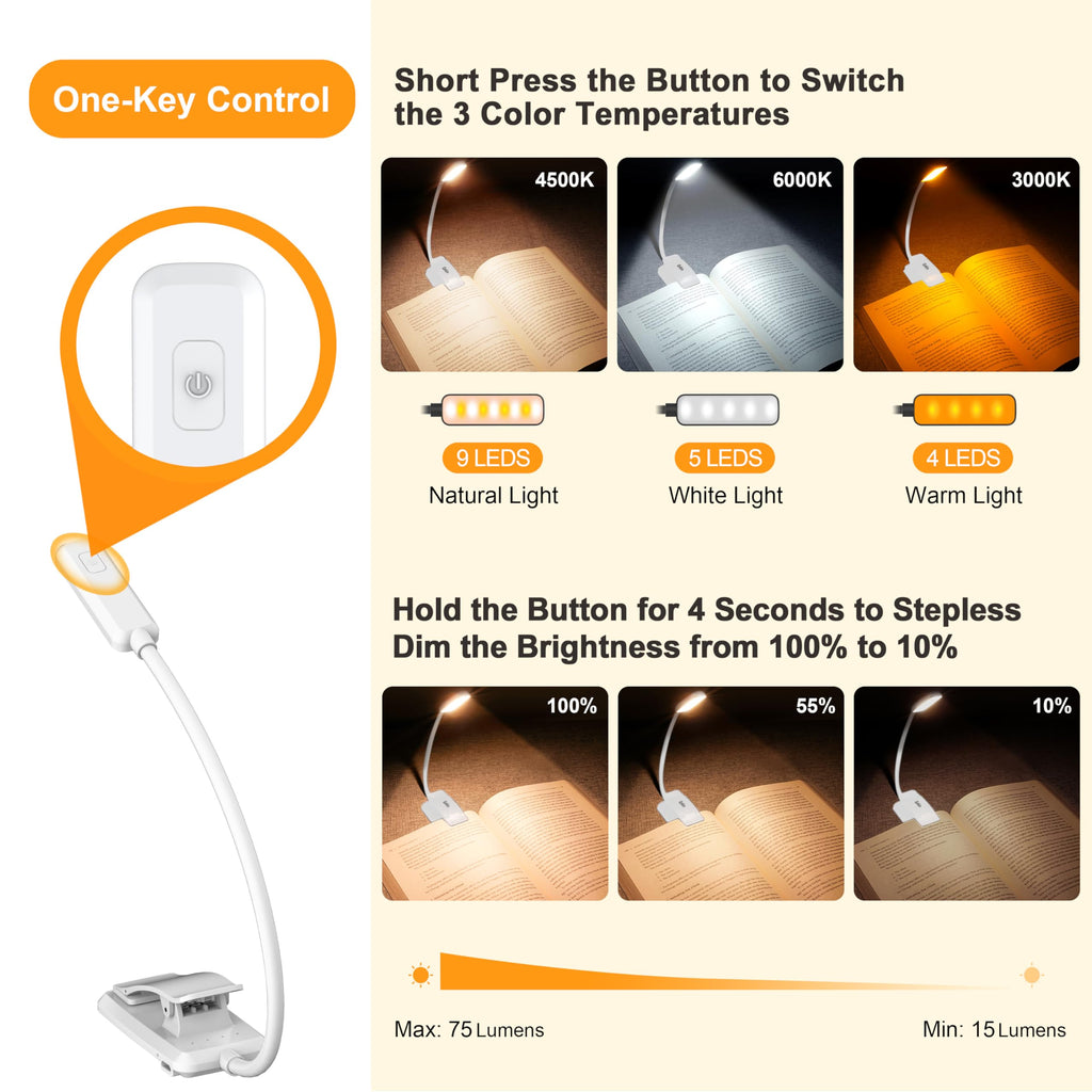 Gritin 9 LED Rechargeable Book Light for Reading in Bed