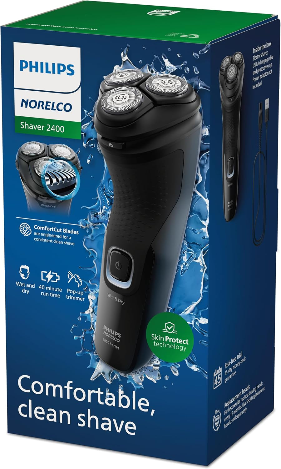Philips  2400 Series Electric Shaver, Deep Black