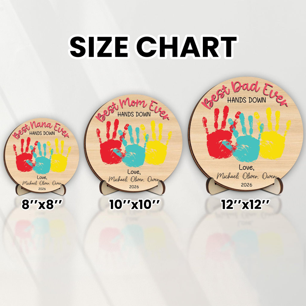 10" Best Dad Ever Hands Down Sign DIY Dad Gifts from Kids Handprint Kit with Acrylic Paint, Toddler Craft Birthday Gift Father's Day for Daddy, Papa Family Plaque with Daughter, Son Names HF90-D