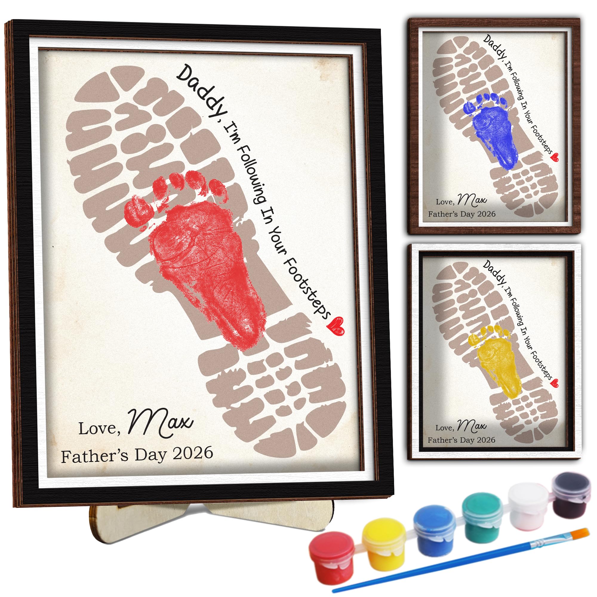 10" Best Dad Ever Hands Down Sign DIY Dad Gifts from Kids Handprint Kit with Acrylic Paint, Toddler Craft Birthday Gift Father's Day for Daddy, Papa Family Plaque with Daughter, Son Names HF90-D