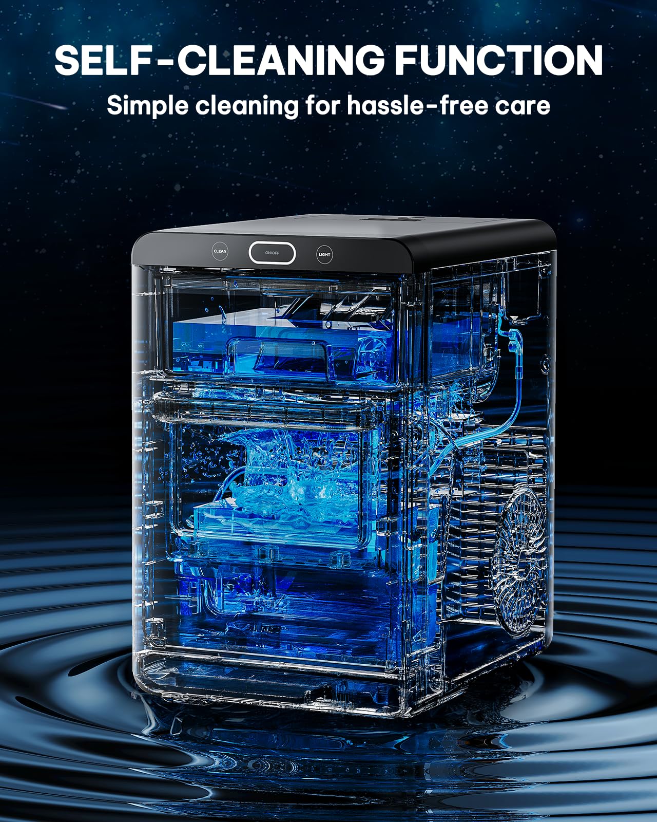 Silonn Ice Maker Countertop, Portable Ice Machine with Carry Handle, Self-Cleaning Ice Makers with Basket and Scoop, 9 Cubes in 6 Mins, 26 lbs per Day, Ideal for Home, Kitchen, Camping, RV