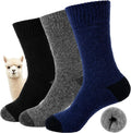 3 Pairs Alpaca Wool Socks for Men, Warm Socks with Cushioned Sole