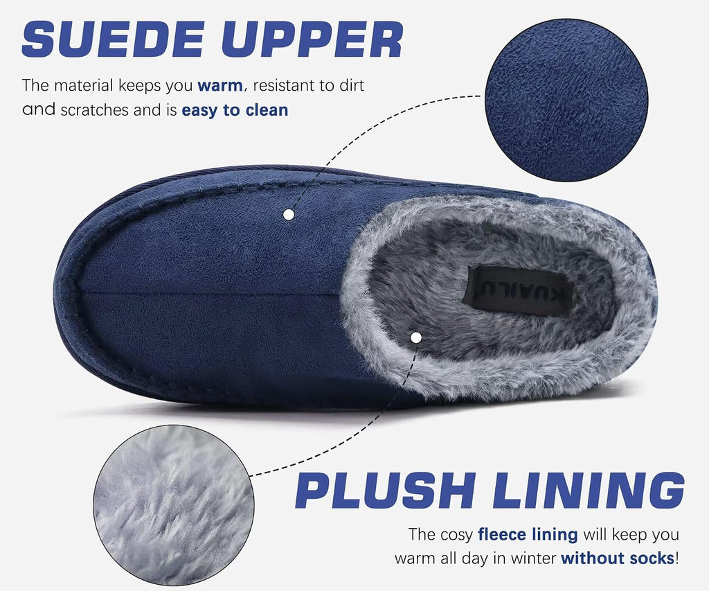 Mens Slippers Orthopedic Arch Support Suede Fluff Plush Home Shoes