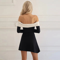 Color Contrast Glam Dress by LuxeVibe