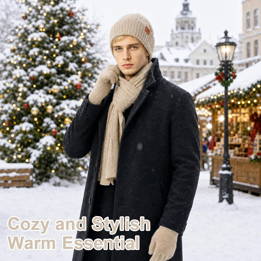 Winter Beanie Hats for Men Touchsreen Gloves Scarf Gifts for Men