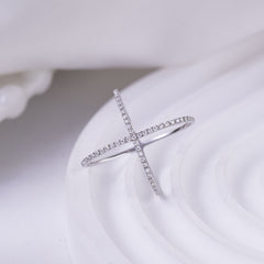 925 Sterling Silver Moissanite Crisscross Ring Trendsi