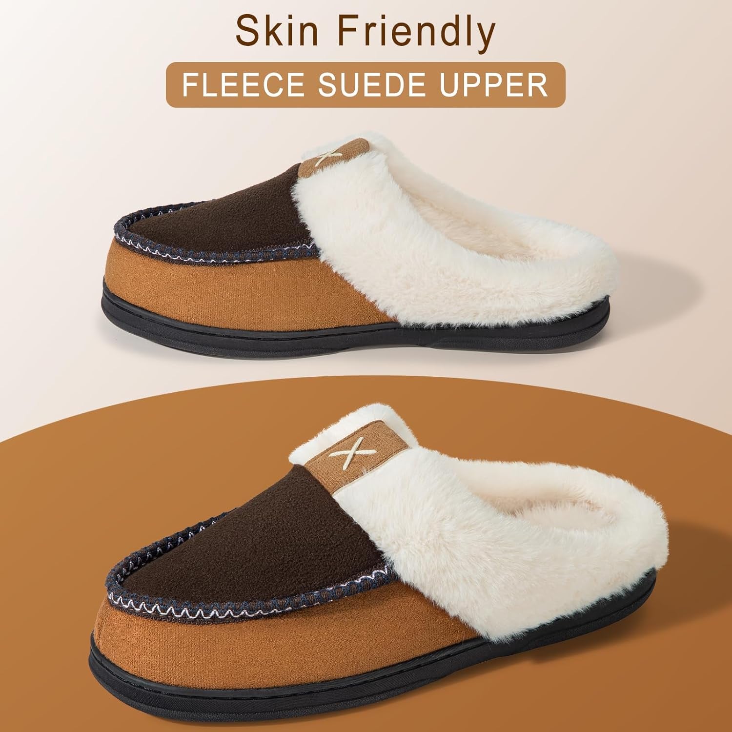 Mens Slippers Moccasins Memory Foam Fuzzy House Shoes for Bedroom