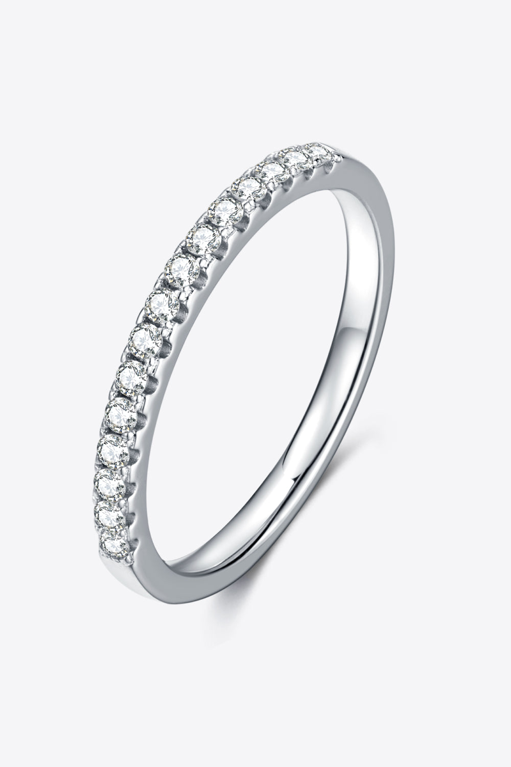 Moissanite Platinum-Plated Half-Eternity Ring Trendsi