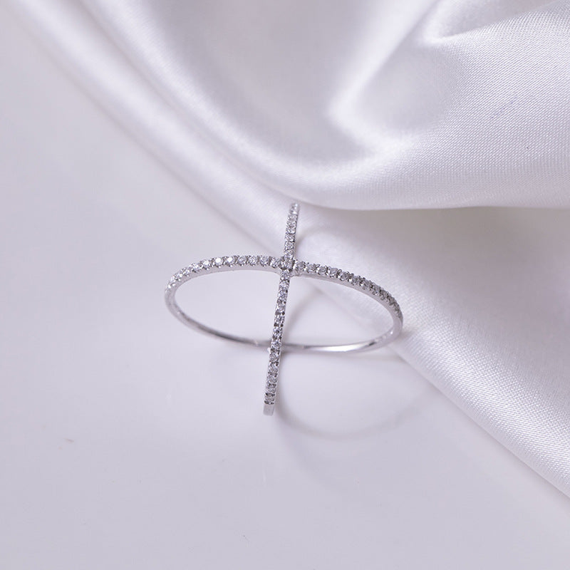 925 Sterling Silver Moissanite Crisscross Ring Trendsi