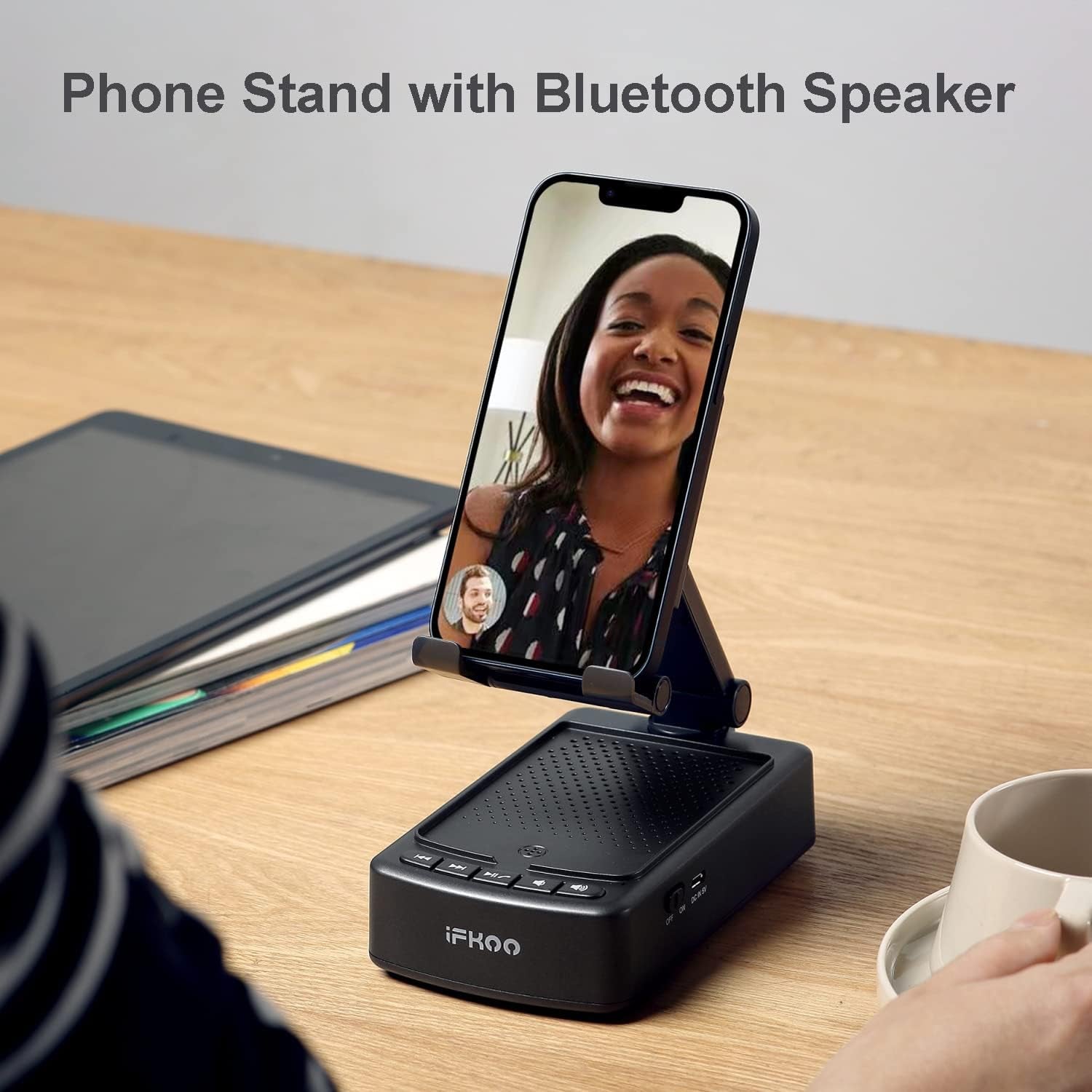 Gifts for Men Women, Phone Stand with Bluetooth Speaker BT5.3, Gifts for Him Dad Who Have Everything, Phone Holder with Wireless Speaker for Iphone/Android/Tablet, Tech Gadgets,Birthday Gifts for Men