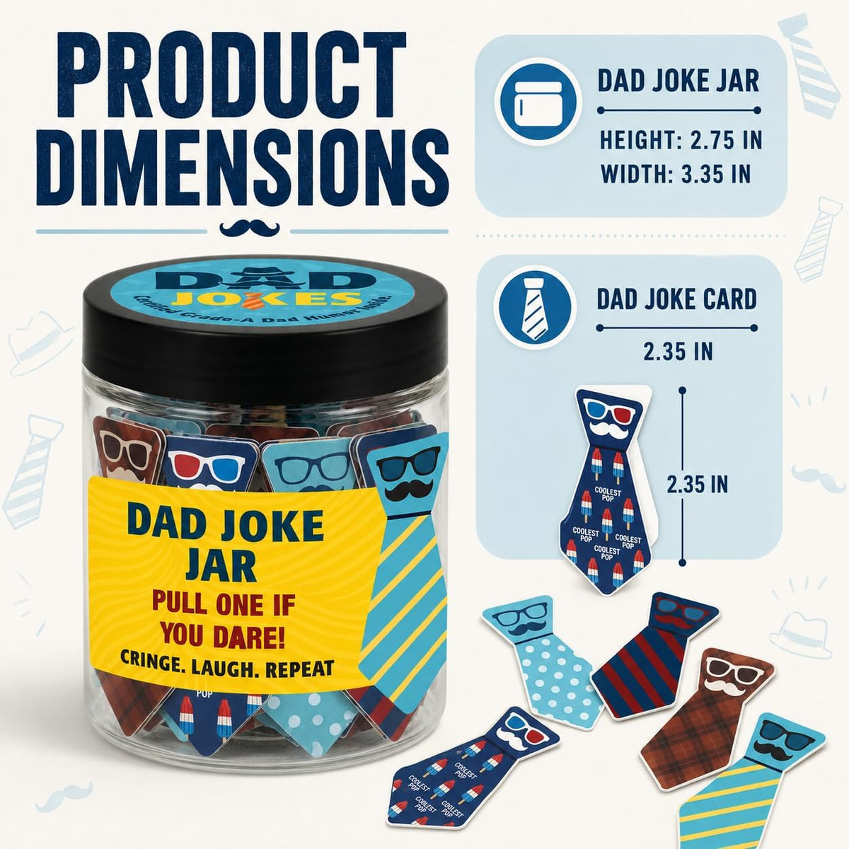 60 Dad Jokes Jar, Funny Dad Birthday Gift, Gag Gifts for Men