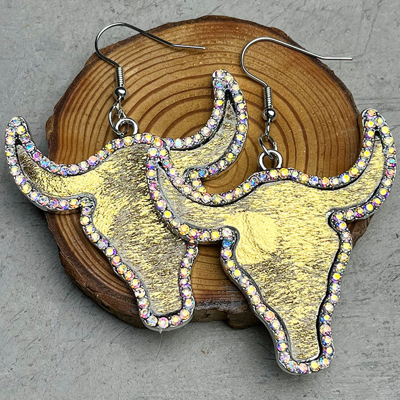 Rhinestone Bull Earrings Trendsi