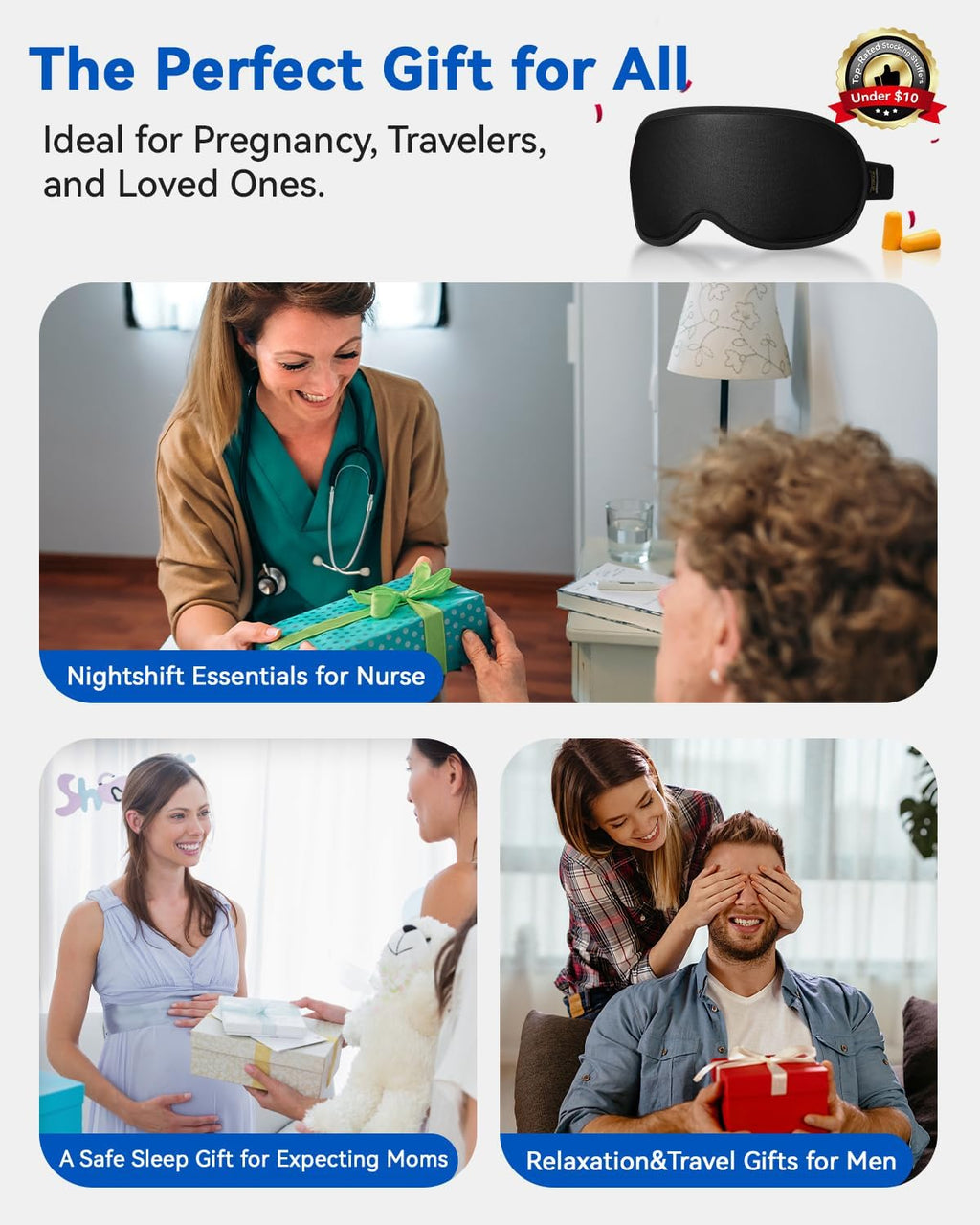 3D Blackout Weighted Sleep Mask, Airplane Travel & Nurse Essential