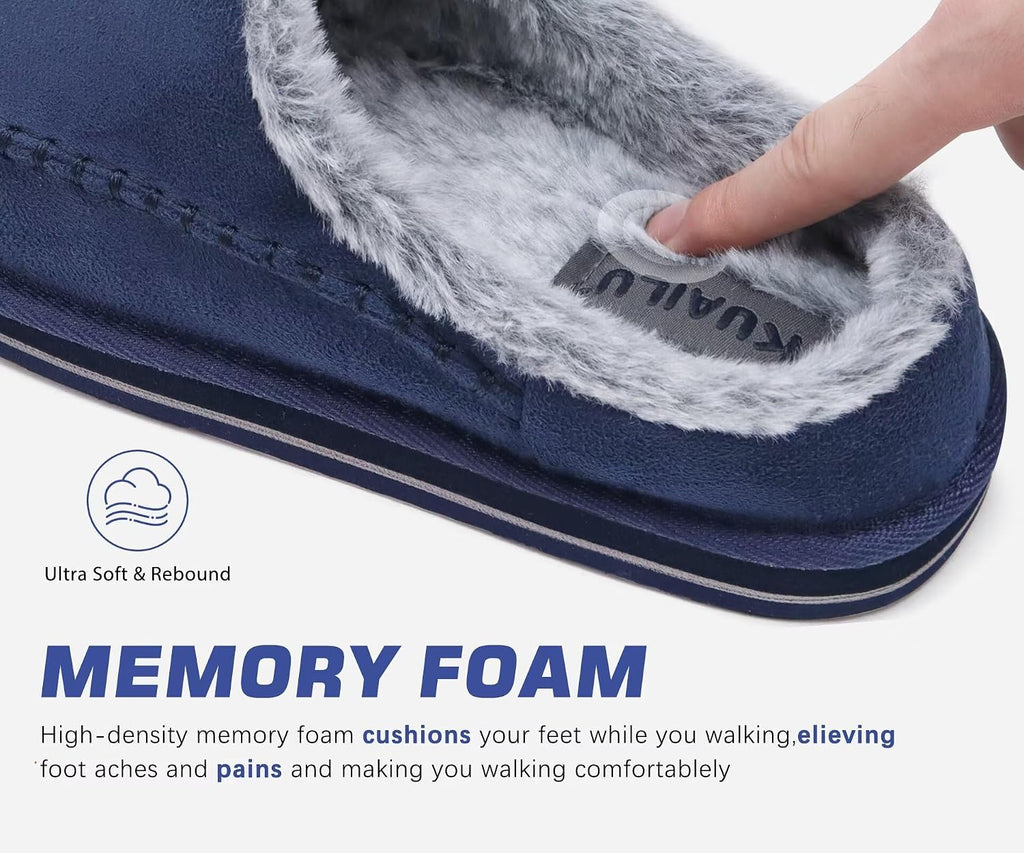 Mens Slippers Orthopedic Arch Support Suede Fluff Plush Home Shoes