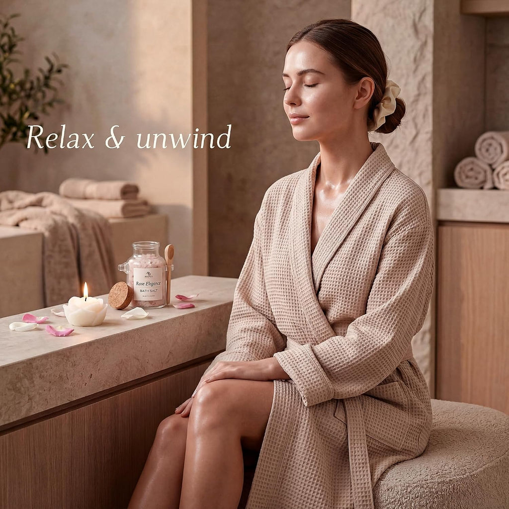 Rose Bath Gift Set for Women – Luxury Spa Gift Basket with Rose Candle, Bath Salt, Bath Bomb, Self Care Kit – Elegant Birthday Gift for Mom, Wife or Girlfriend, Bridal Shower Gifts for Bride