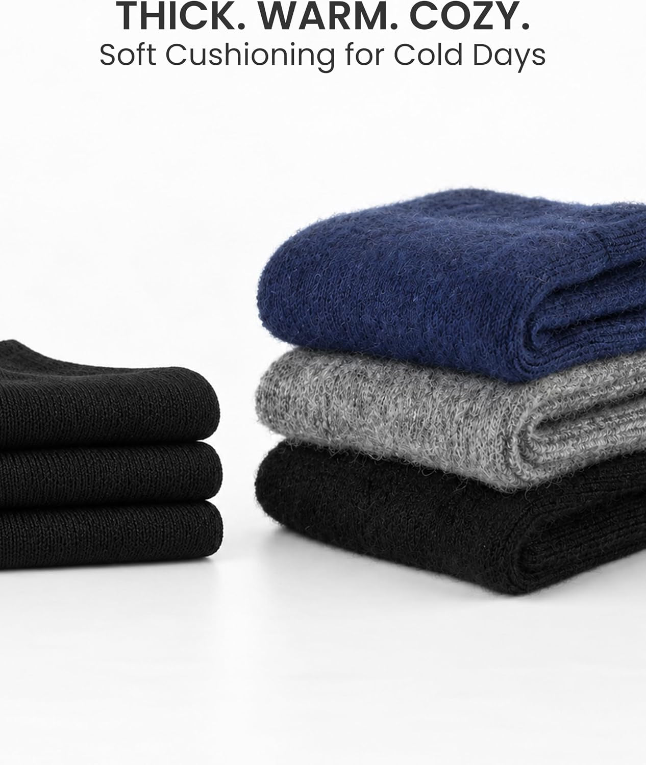 3 Pairs Alpaca Wool Socks for Men, Warm Socks with Cushioned Sole