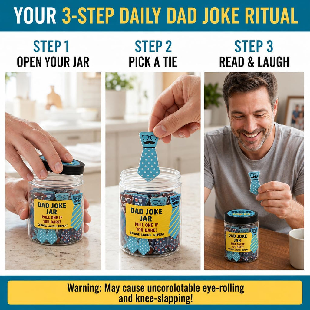 60 Dad Jokes Jar, Funny Dad Birthday Gift, Gag Gifts for Men