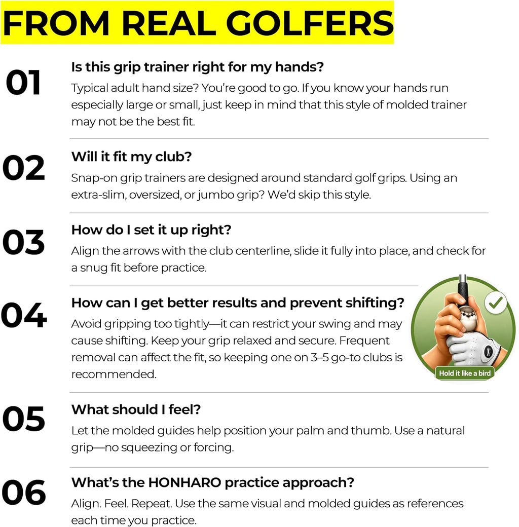 Golf Grip Trainer, Right-Hand Grip Corrector for Golf Club Grips