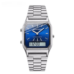 Luxury Quartz LED Digital Dual Display Watch