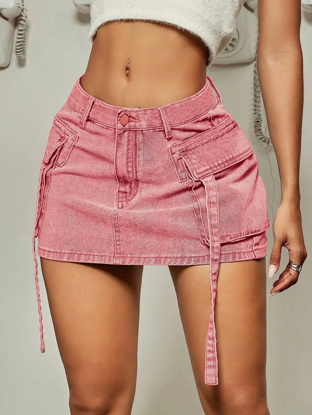 Indigo Utility Mini Skirt