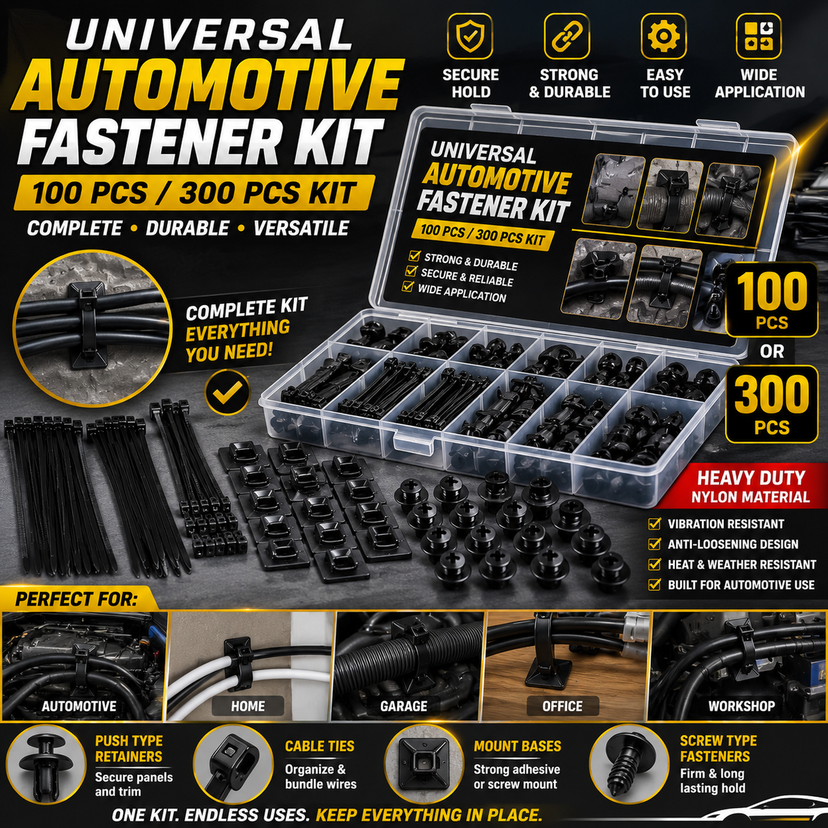 FixLock™ Universal Automotive Fastener Kit (100 PCS / 300 PCS)