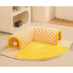 2-in-1 Funny Plush Plaid Cat Tunnel Cat Bed 🐾