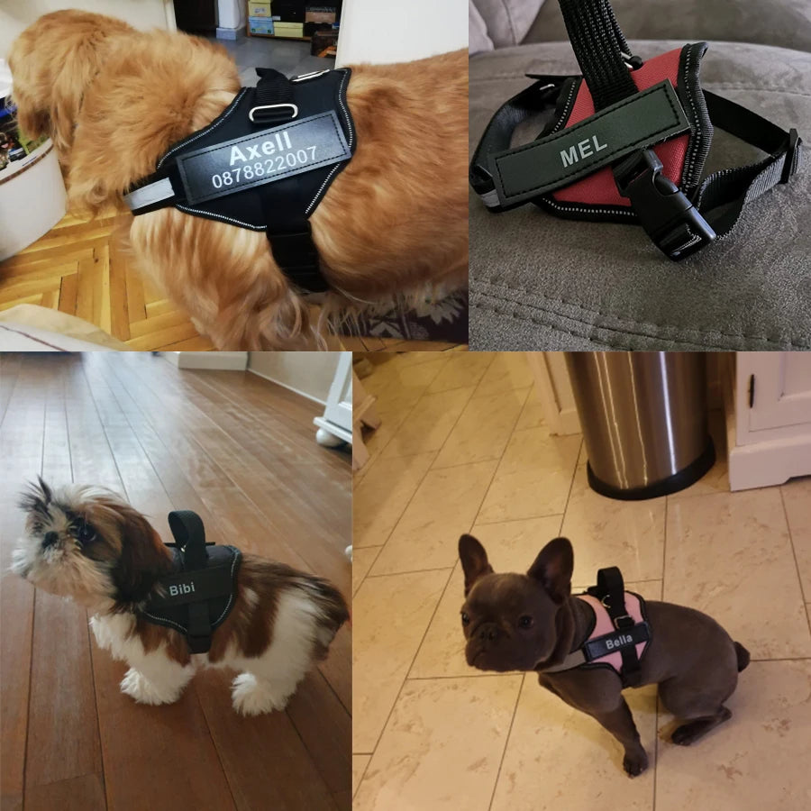 Personalized Pet Harness Collar Vest Dog's Name Labe Customized Dog Harness Label Sticker Custom Tag DIY Log