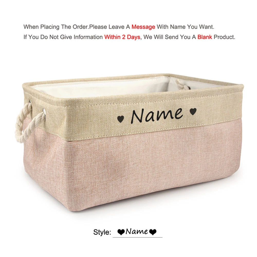Cloth Pet Toy Storage Box with Paw or Heart Print, S–L