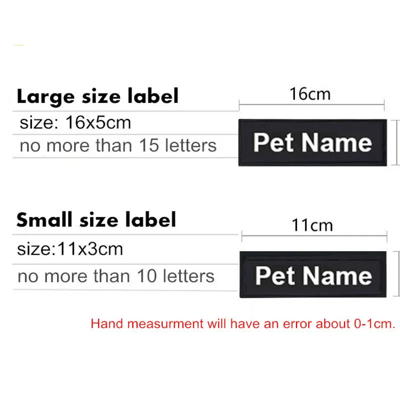 Personalized Pet Harness Collar Vest Dog's Name Labe Customized Dog Harness Label Sticker Custom Tag DIY Log